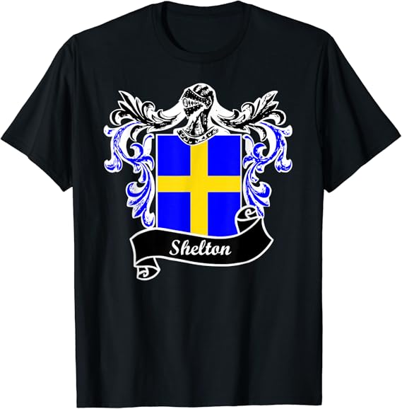 Shelton Coat of Arms surname last name family crest TShirt Amazon.co